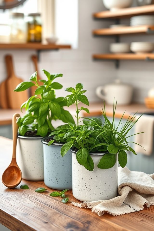 pasta pots as plant holders