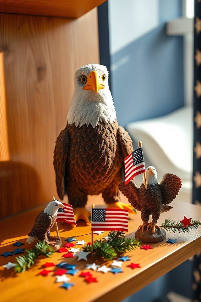 patriotic bald eagle displays