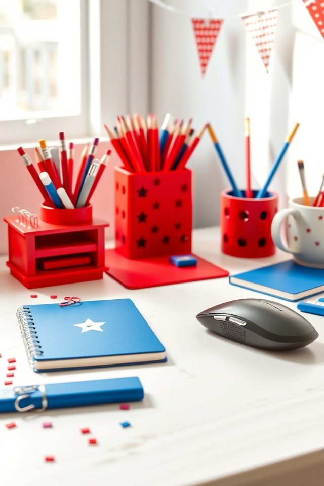 patriotic crimson desk accessories