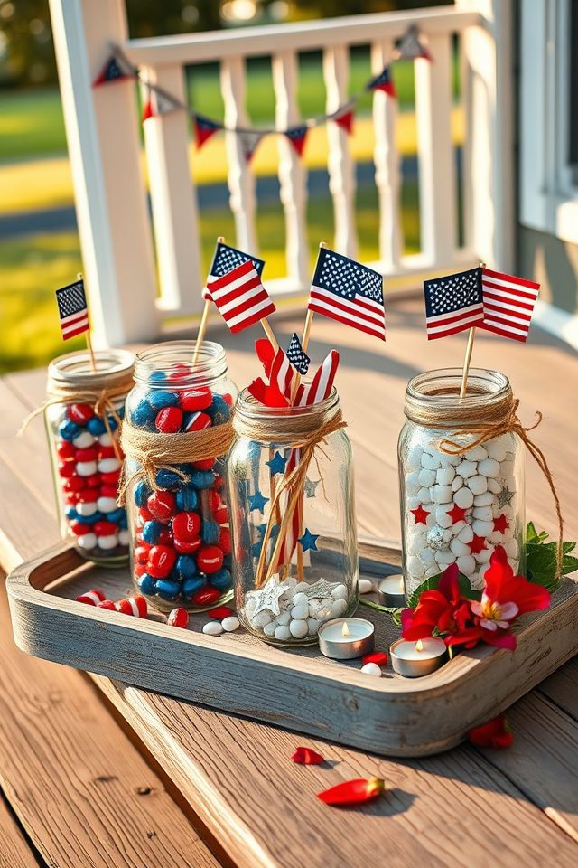 patriotic glowing mason jars
