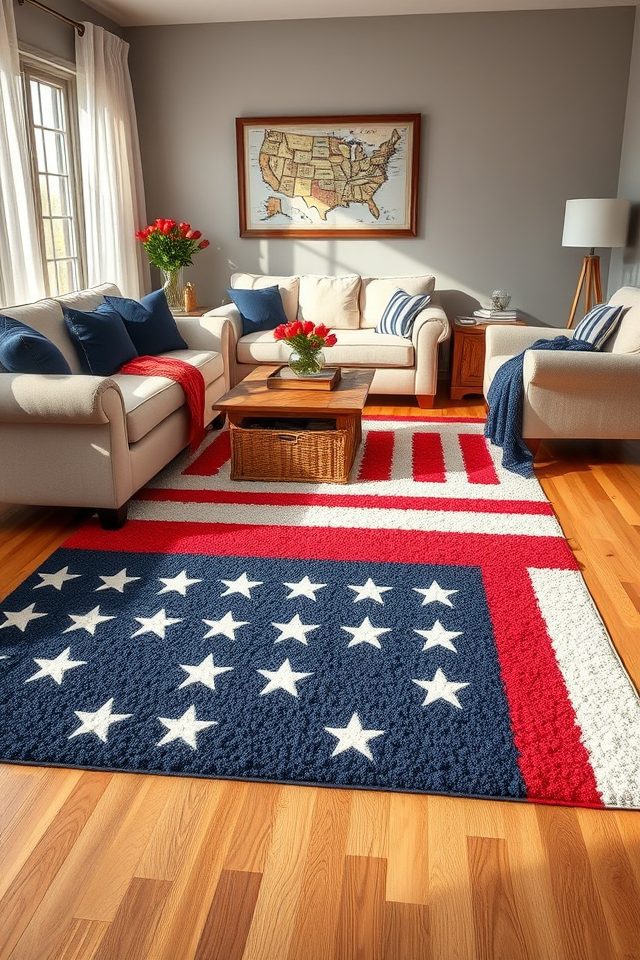 patriotic stars and stripes rug