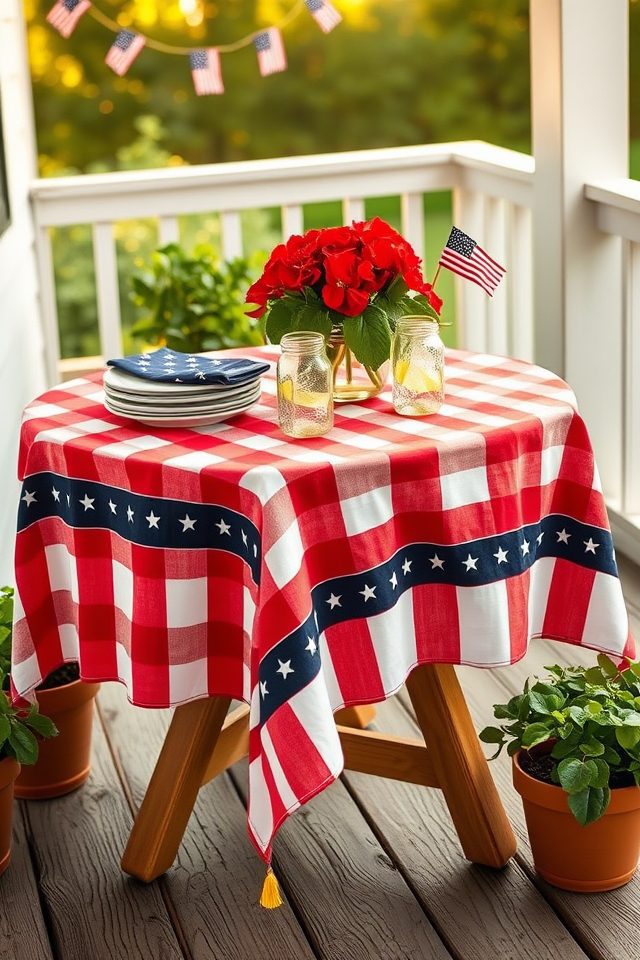 patriotic themed porch tablecloth