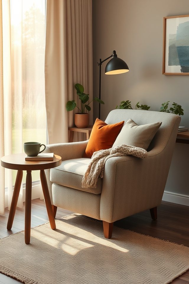 plush armchair near window