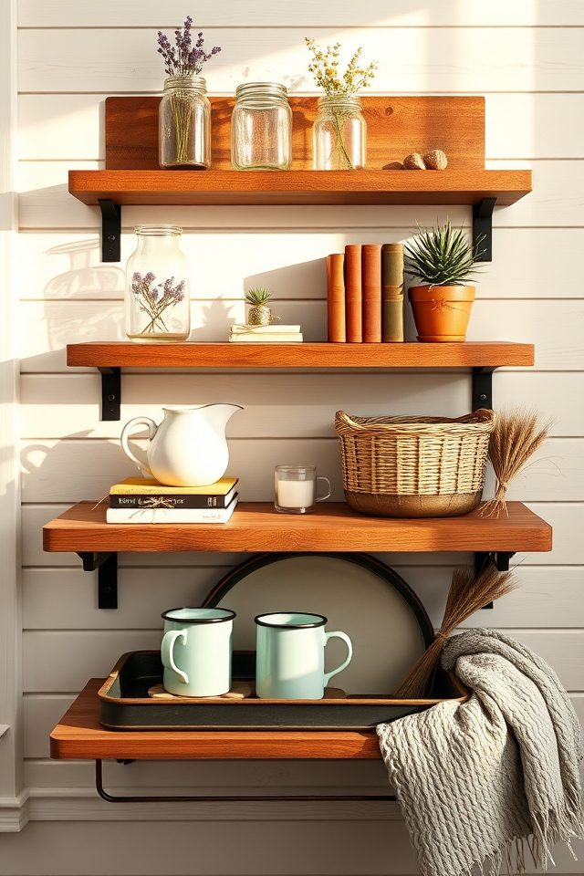 rustic farmhouse shelving display