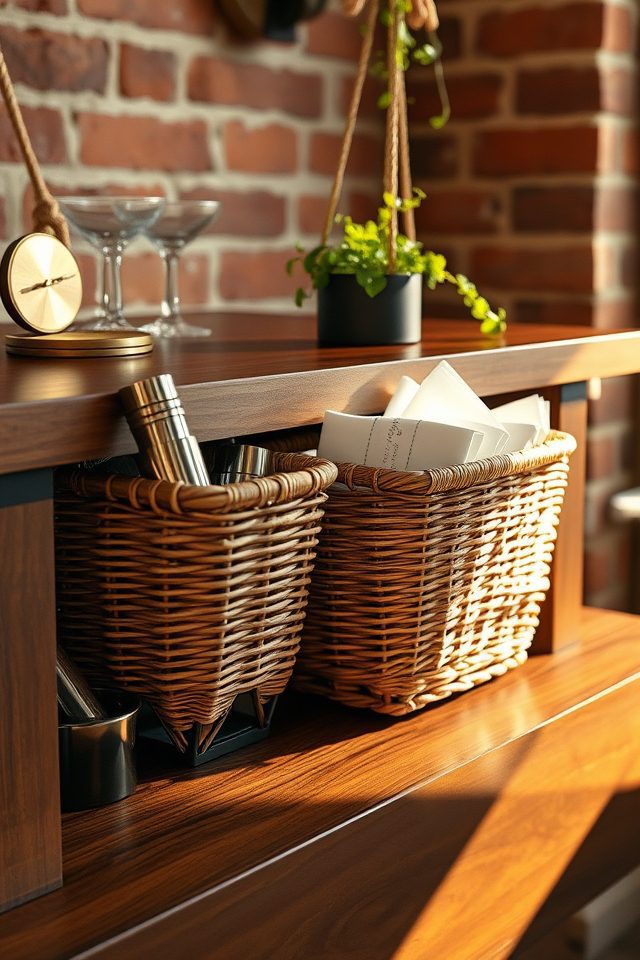 rustic woven basket storage