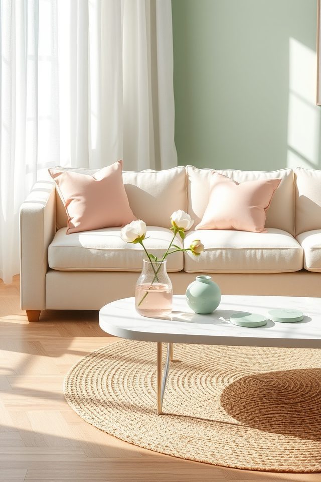 serene pastel rose accents