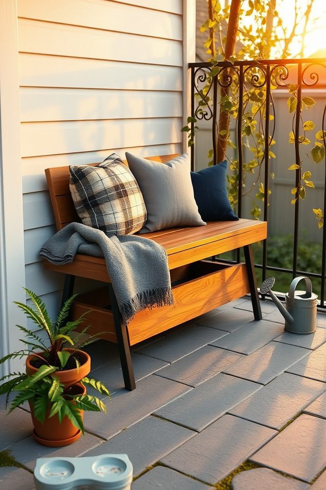 space saving bench with storage
