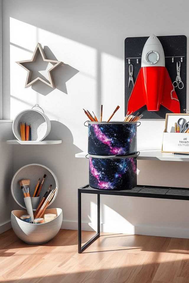 space themed art organizers