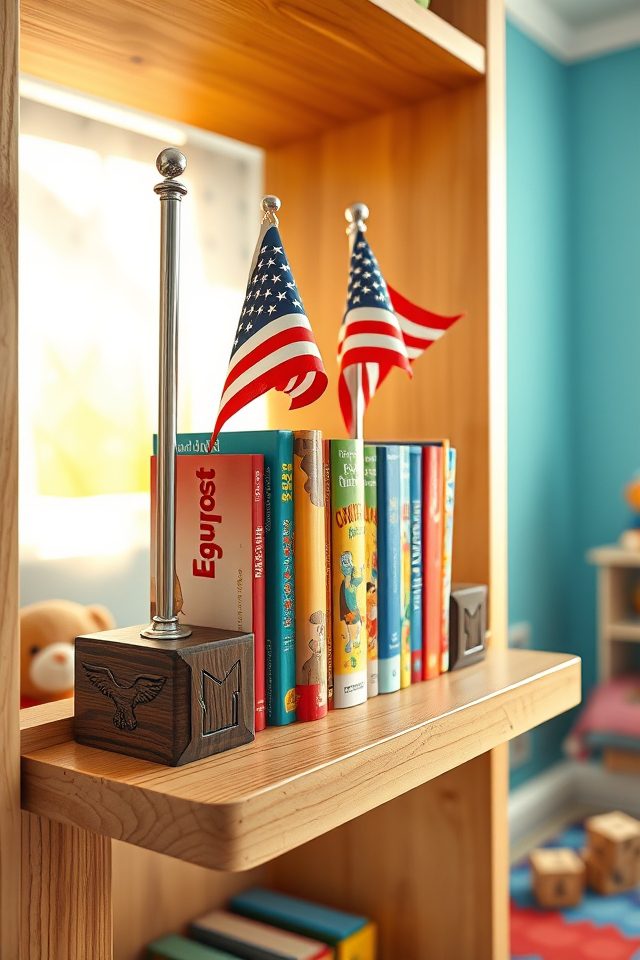 stars stripes flagpole bookends