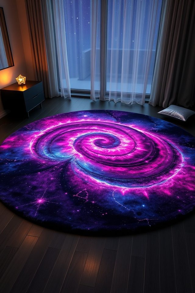 swirling vibrant nebula rugs