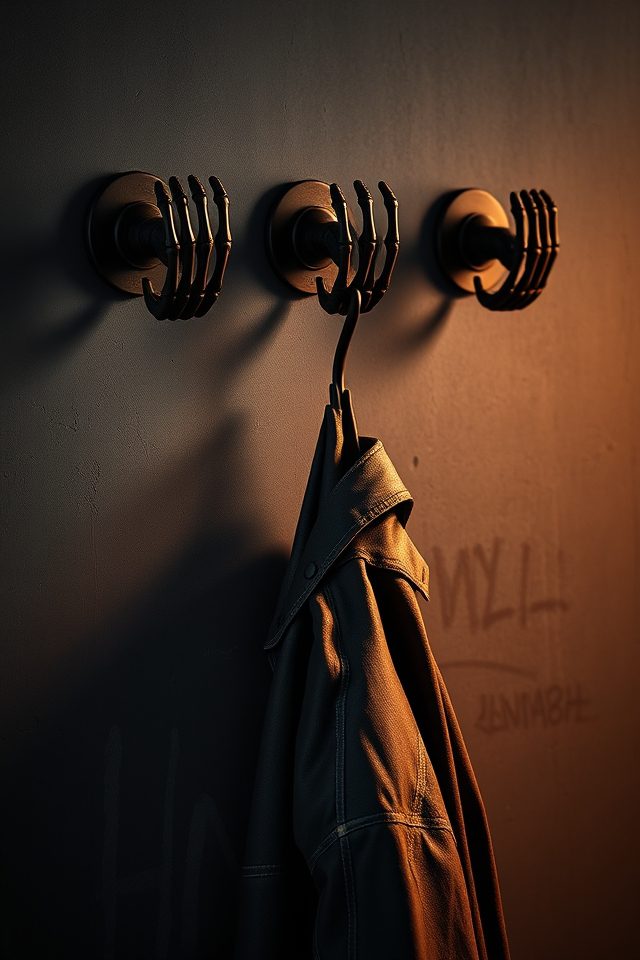 tattoo inspired skeleton hand hooks