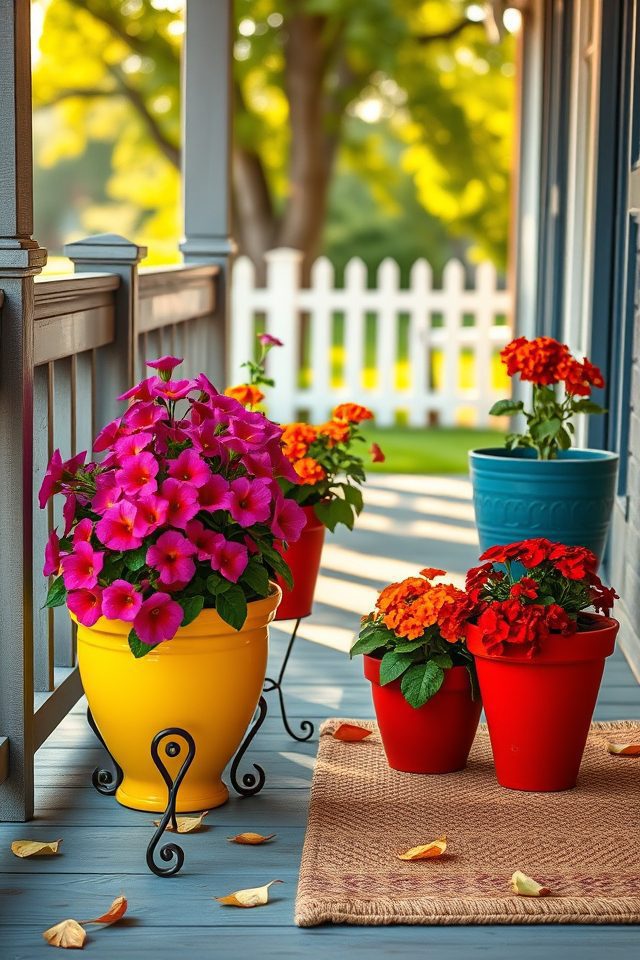 vibrant colored flower pots
