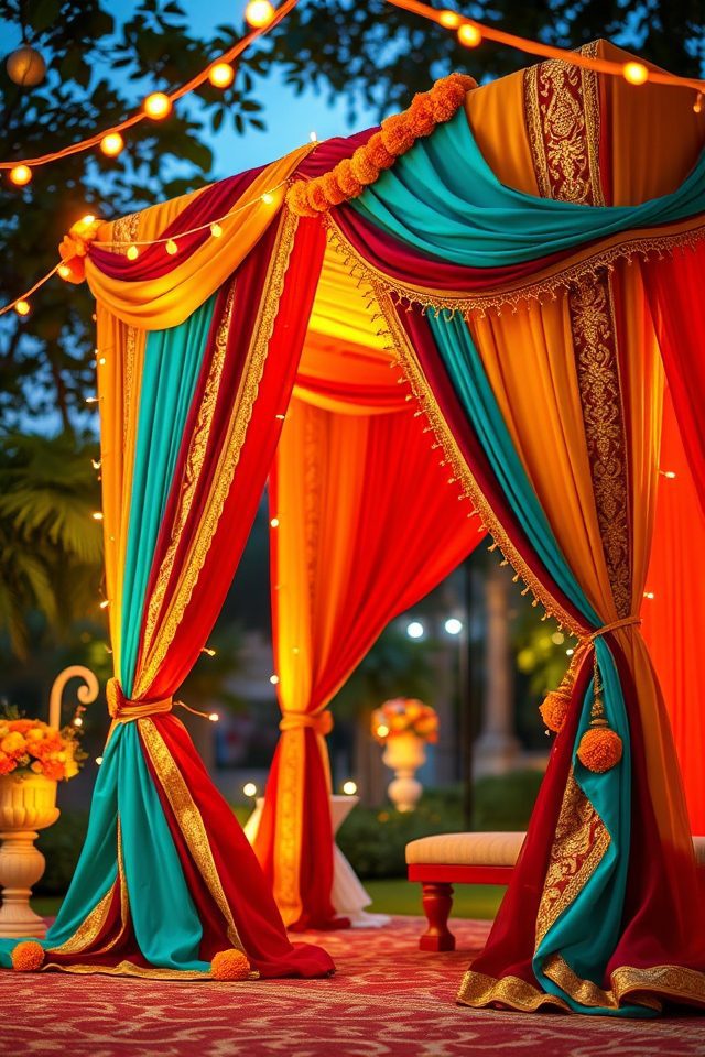 vibrant hues festive drapes