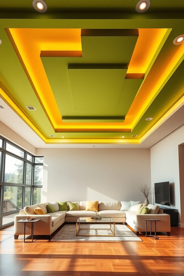 vibrant saffron green panels
