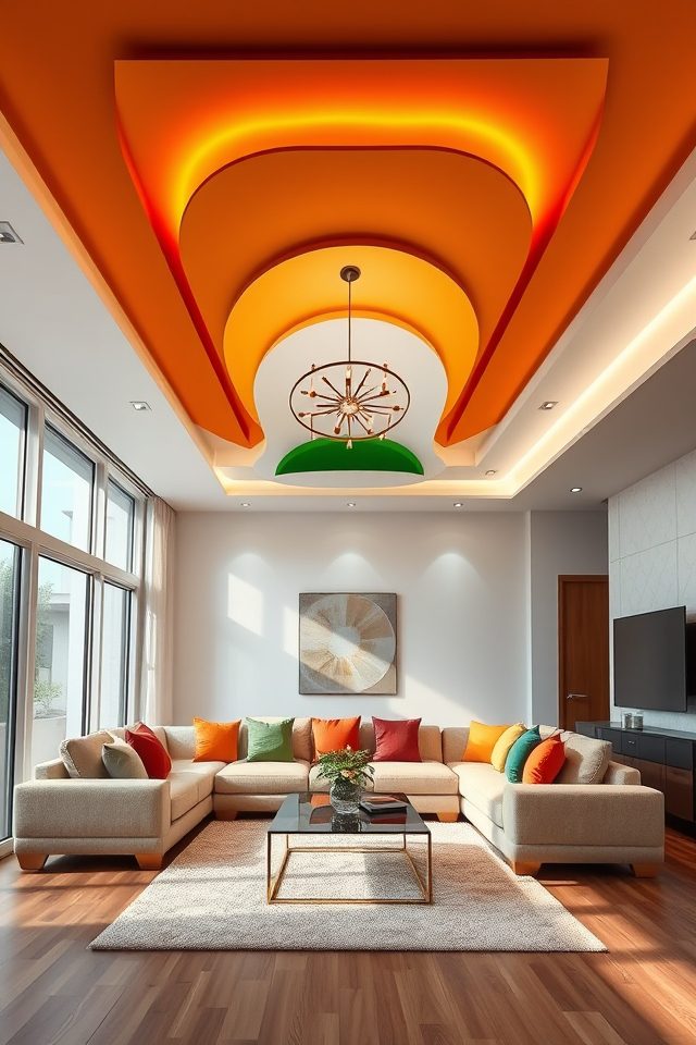 vibrant tricolor layered ceiling