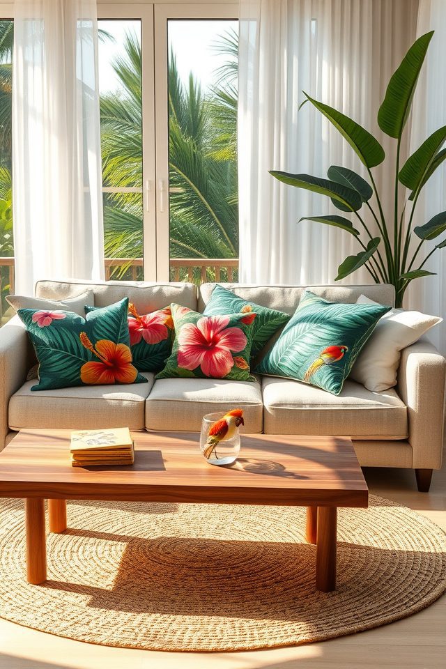 vibrant tropical throw pillows