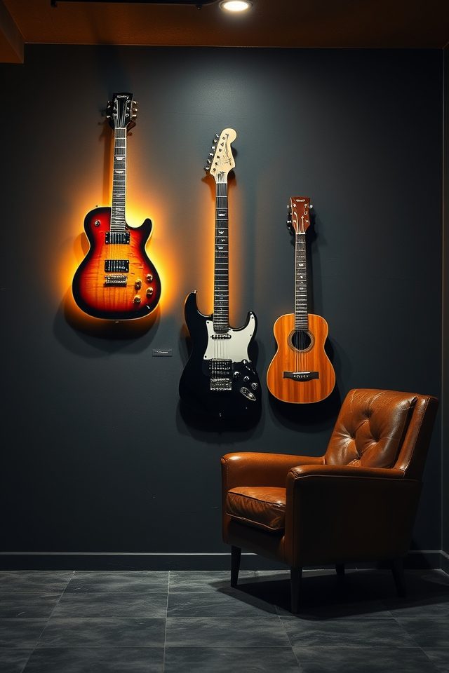 vintage guitar wall display