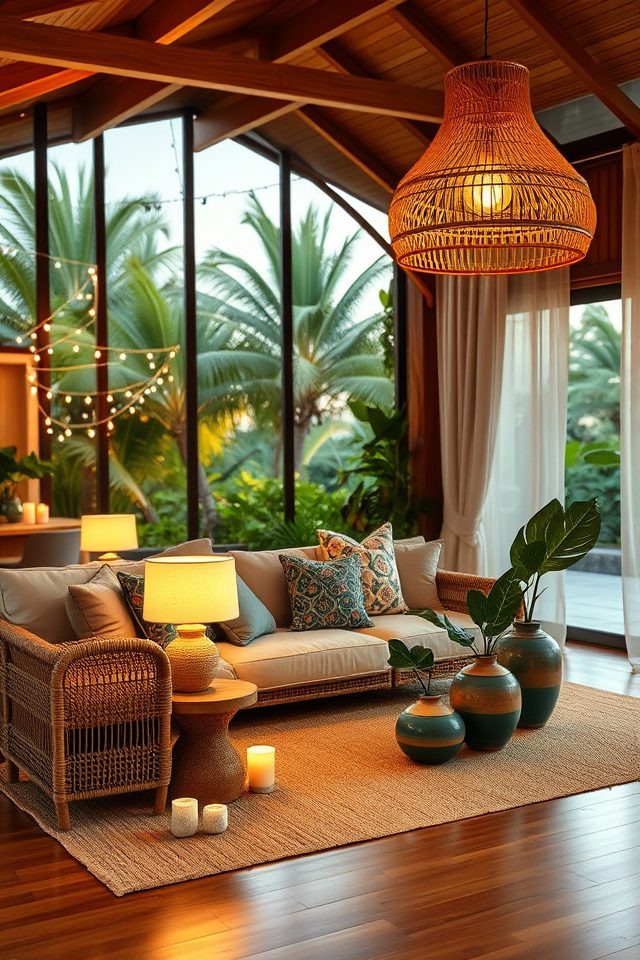 warm diffused tropical lighting