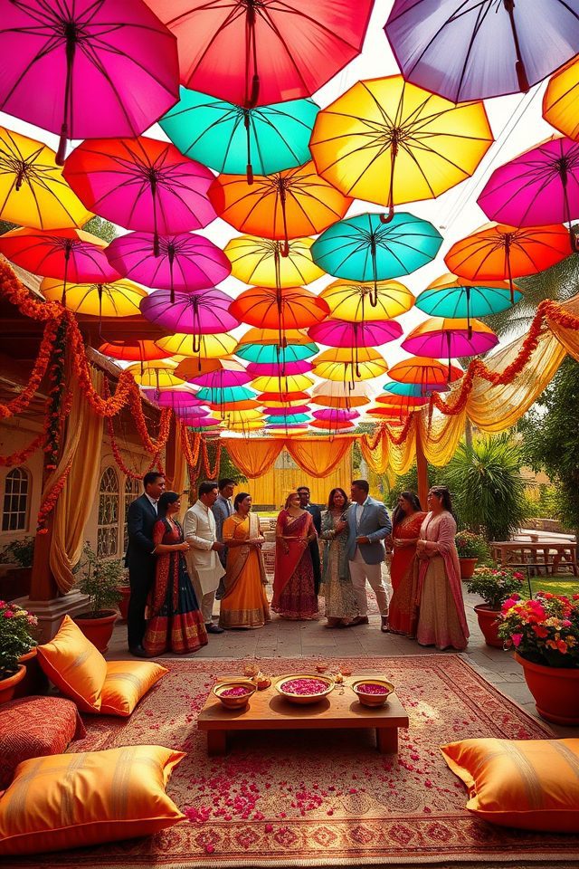 whimsical desi wedding umbrellas
