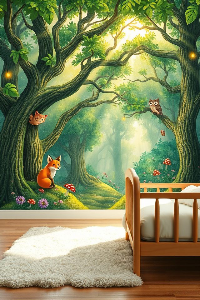 whimsical themed wall mural