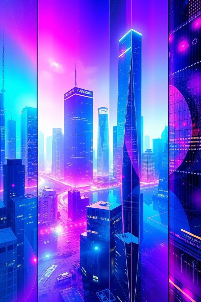 high tech vibrant cityscapes