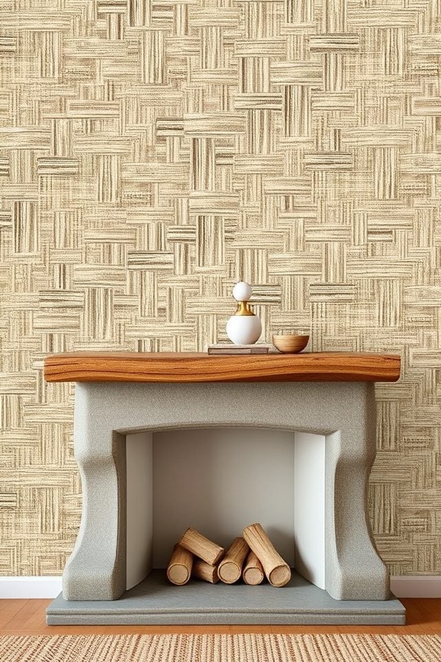 textured grasscloth fireplace enhancement