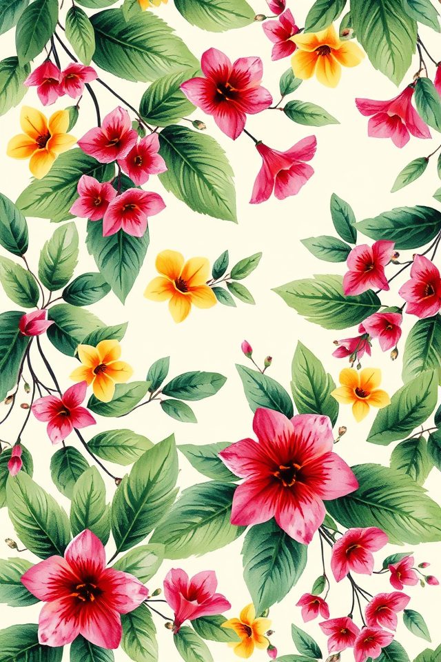 vibrant botanical cafe murals