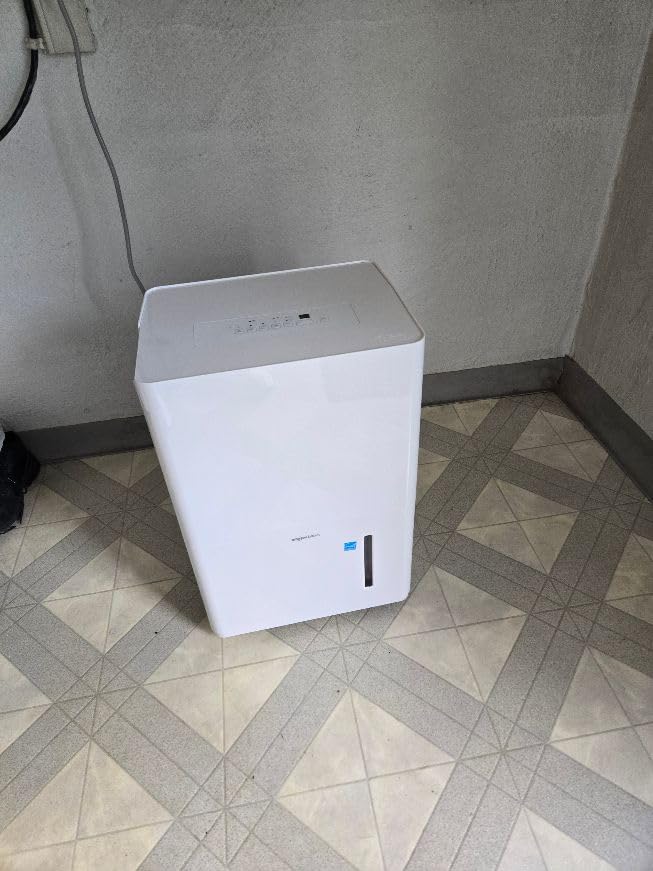 Amazon Basics Large Dehumidifier for Rooms, Energy Star Certified, Effectively Reduces Humidity, With Continuous Drain Pump, Timer, Auto-Defrost, Overflow Protection, up to 4000 SFT, 50 Pint, White - Customer Photo 1