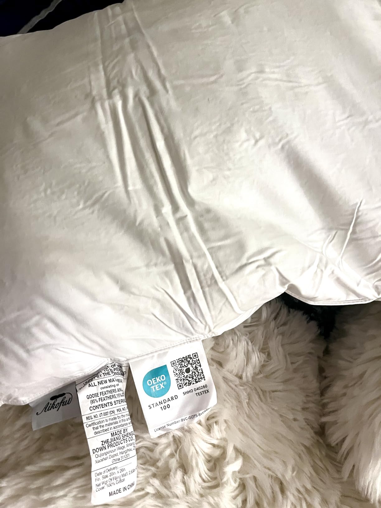Luxury Feathers Down Pillows Queen Size Set of 2, Hotel Quality Fluffy Bed Pillows, Soft Pillows for Sleeping, Organic Cotton Cover(20x28