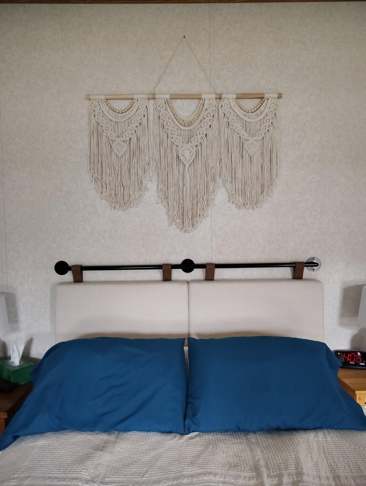Nathan James Harlow Modern Wall Mount Hanging Headboard, King, Brown Faux Leather - Customer Photo 2