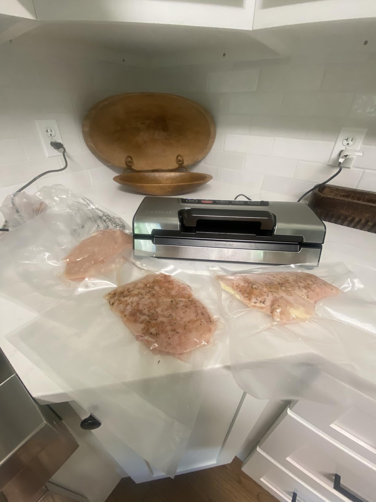 Precision Vacuum Machine,Pro Food Sealer with Built-in Cutter and Bag Storage(Up to 20 Feet Length), Both Auto&Manual Options,2 Modes,Includes 2 Bag Rolls 11