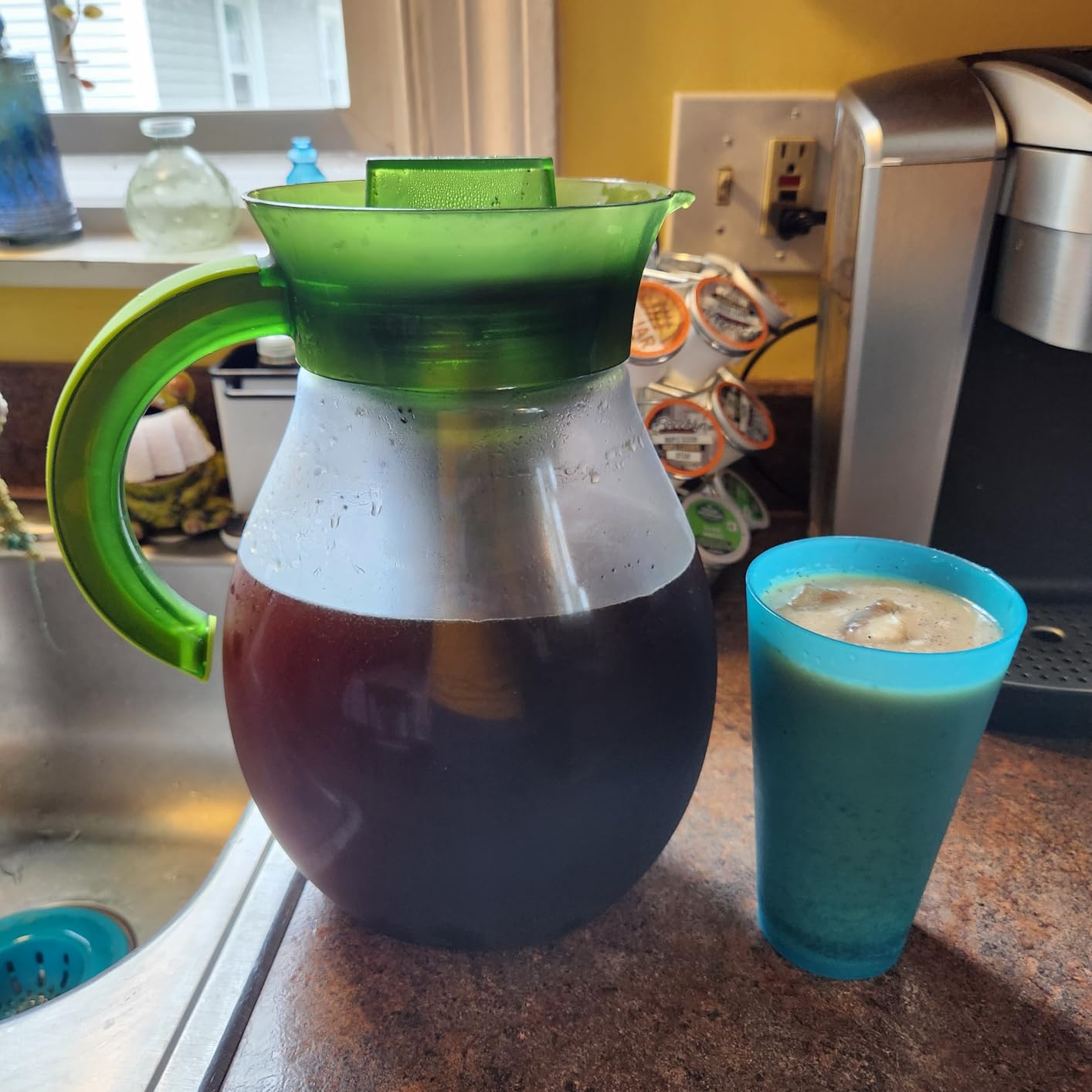 Primula The Big Iced Tea Maker and Infuser, Plastic Beverage Pitcher with Leak Proof, Airtight Lid, Fine Mesh Reusable Filter, Made without BPA, Aqua - Customer Photo 1