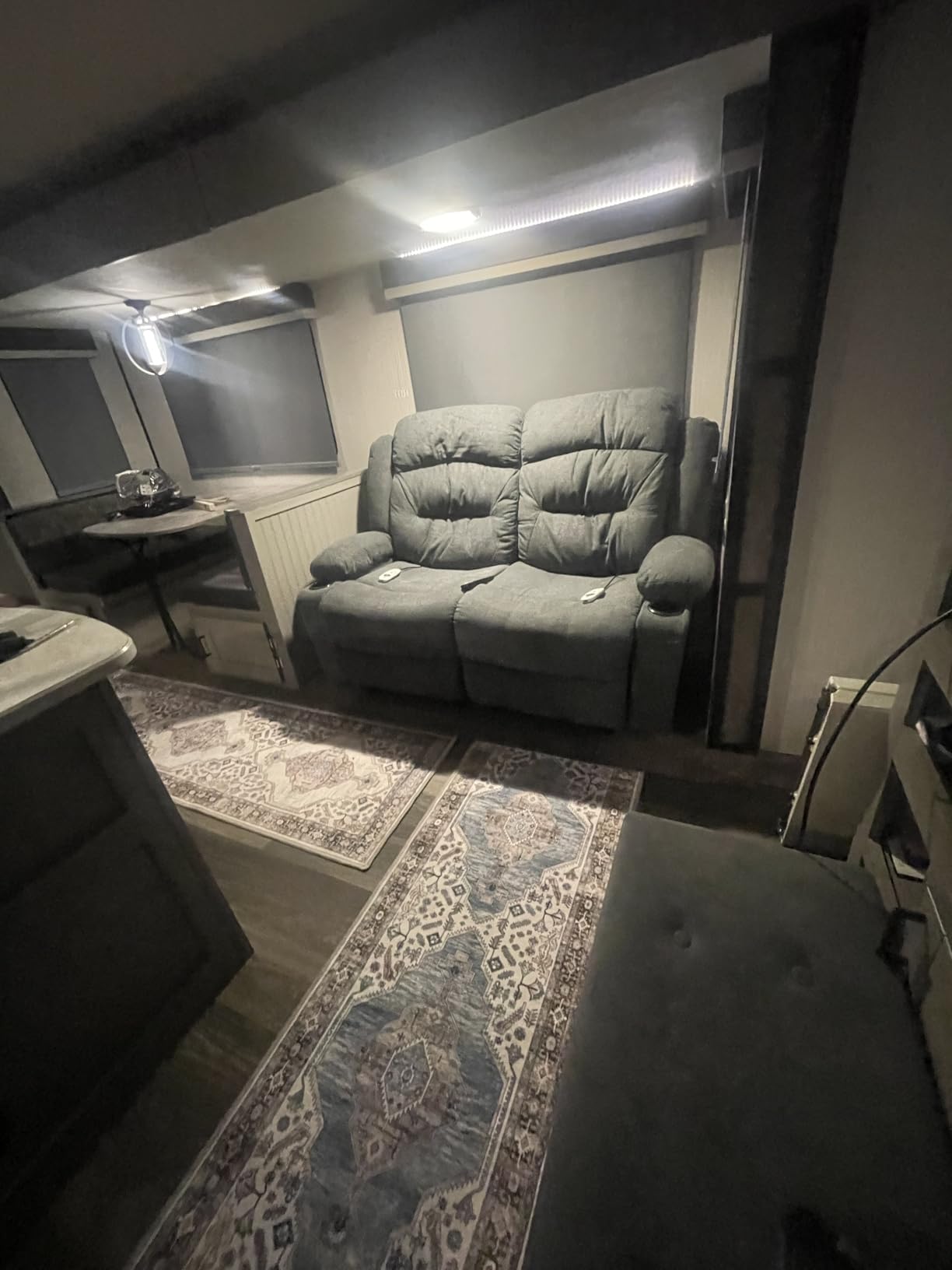 Oversized 2-Seater Wall Hugger Recliner Sofa with Heat and Massage, Weture Reclining Sofa with Cup Holders and USB Port, Large Big RV Recliner Couch Sofa for Living Room, Fabric, Grey customer photo 1