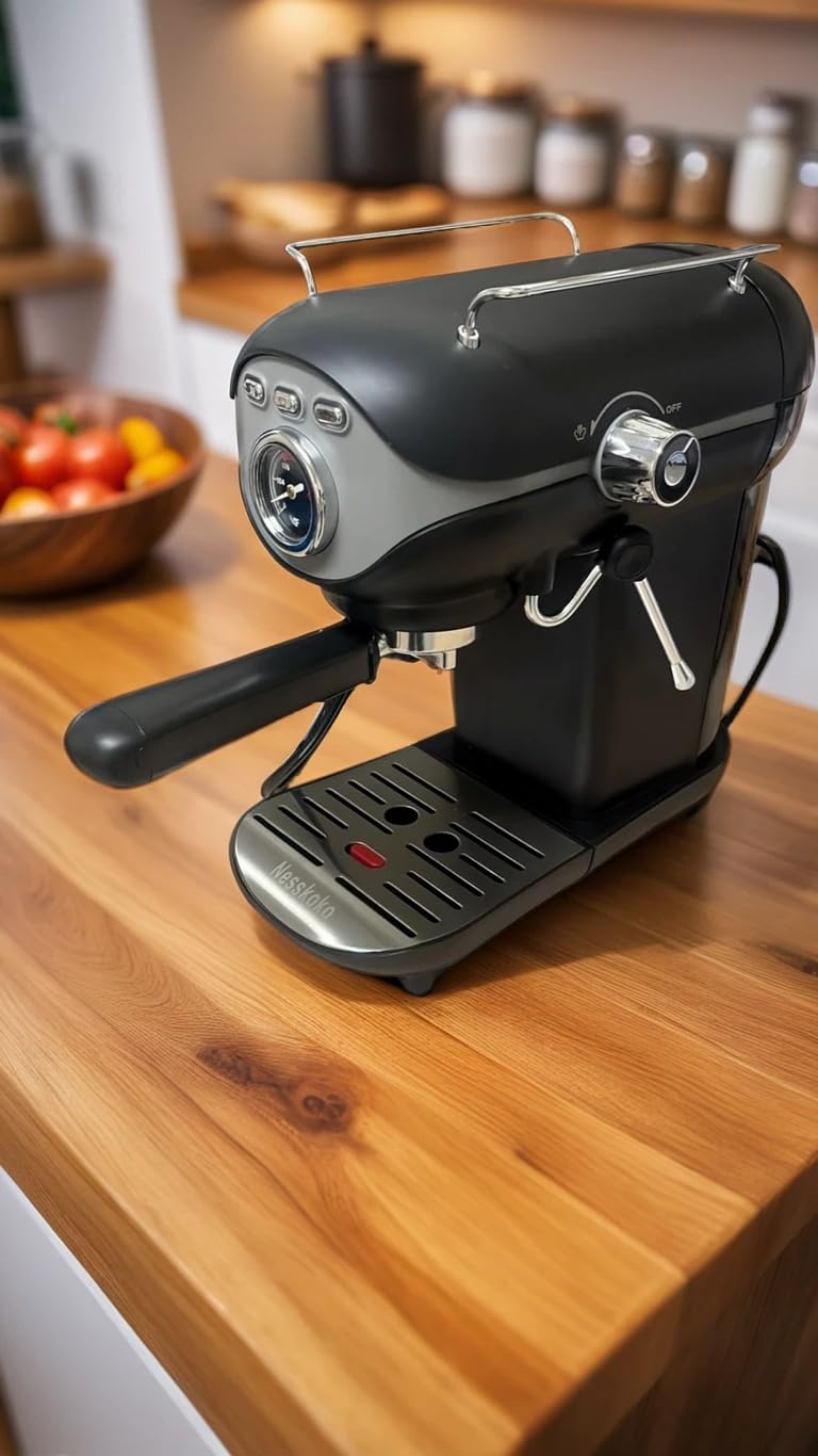 Espresso Coffee Machine, 20 Bar Compact Semi-Automatic Espresso Machine with Milk Frother for home Latte, Cappuccino, White - Customer Photo 3