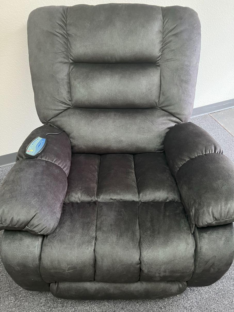 Massage Recliner Chair with Heat and Massage, Soft Fabric Ergonomic Manual Reclining Chairs, Heavy Duty Reclining Sofa Chair with Side Pockets for Living Room (D-Grey) - Customer Photo 1