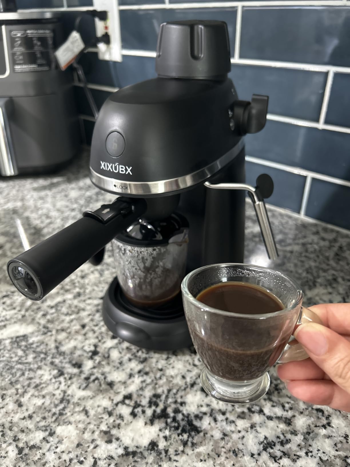 Coffee Machine, 3.5 Bar Espresso & Cappuccino Machine with Steam Wand, Compact Design Coffee Maker for Latte, Safety Lock & Tritan Cups, 800w, Black - Customer Photo 2