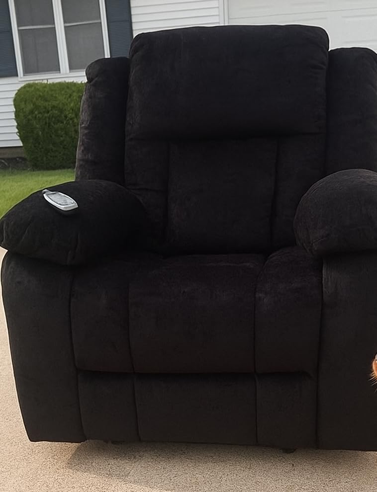 Rocker Recliner, Glider Recliner Chairs for Adults, 360° Swivel Rocking Chair with Massage and Heating, Nursery Chair with Storage and USB Charging for Living Room, Bedroom, Nursery - Customer Photo 1