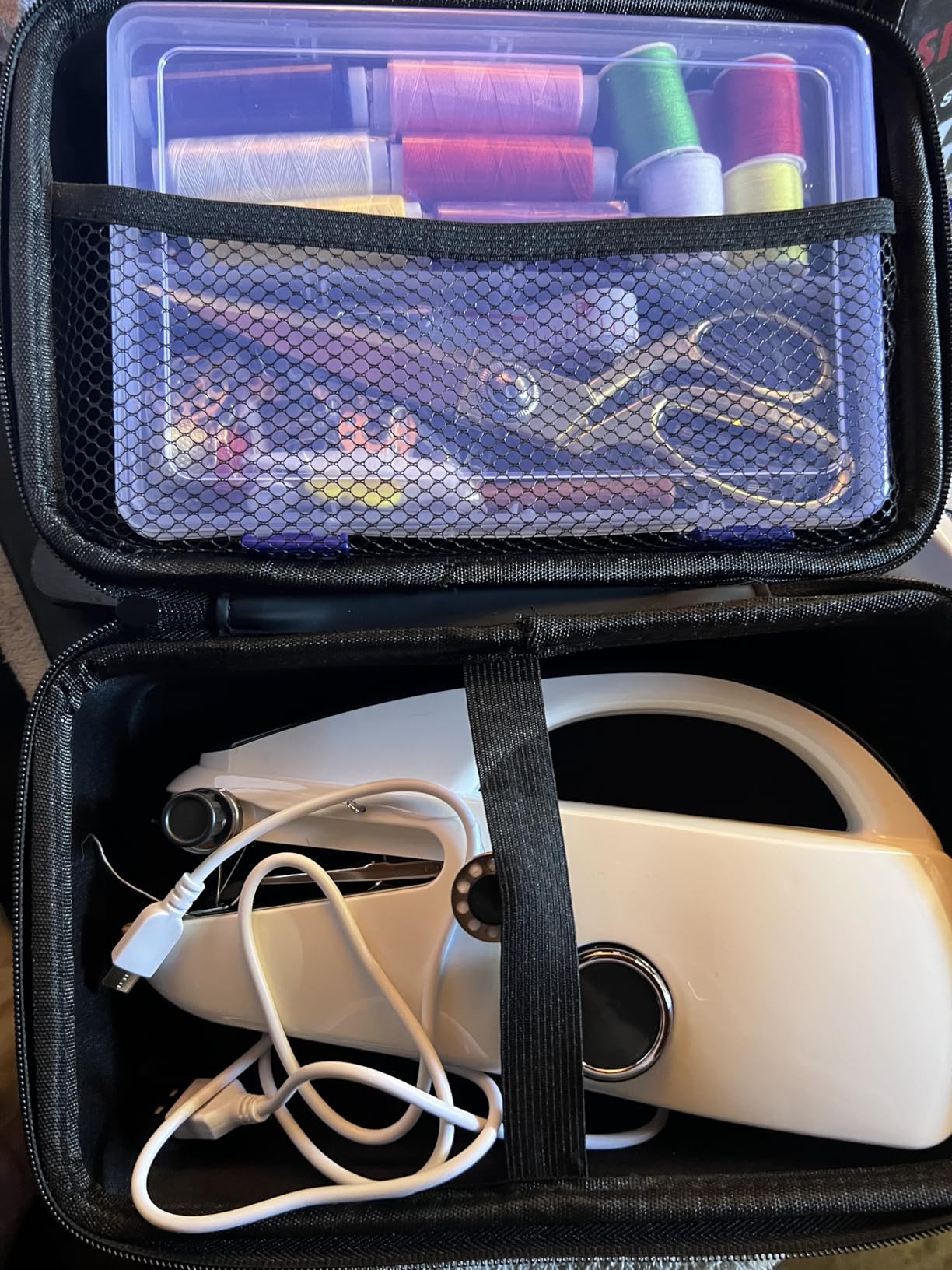 Handheld Sewing Machine Heavy Duty, with Blue Leather Storage Case and 110-Piece Sewing Kit, Mini Portable, Ideal for Adults & Beginners, Complete Set of Quick Home Clothing Repair Tools, Good Gift - Customer Photo 2