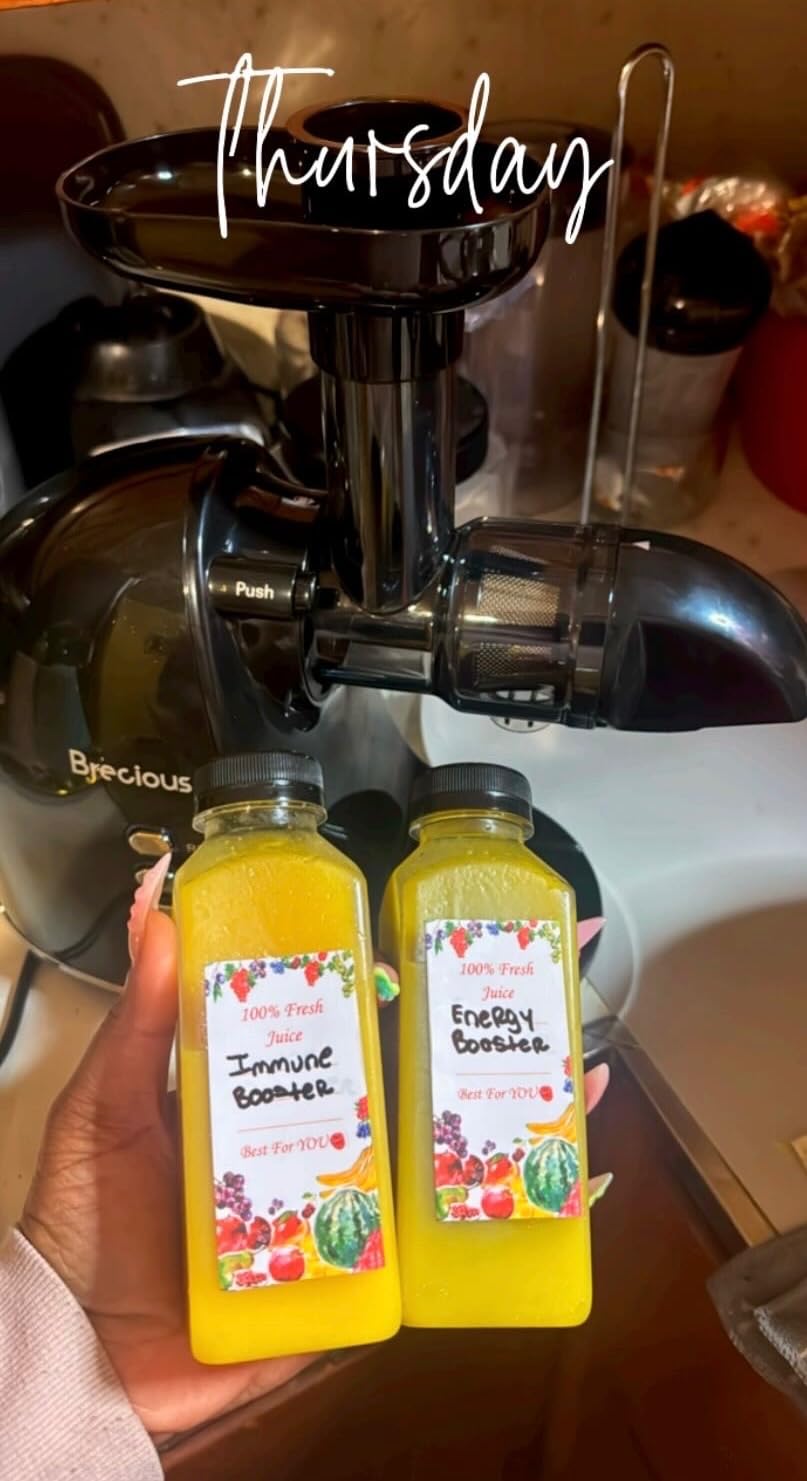 Slow Masticating Juicer,Brecious Cold Press Juicers with 2 Speed Modes & Quiet Motor,Juicers Machines Vegetable and Fruit with Reverse Function,Celery Juicer,BPA-Free,Easy to Clean (Silver) - Customer Photo 2