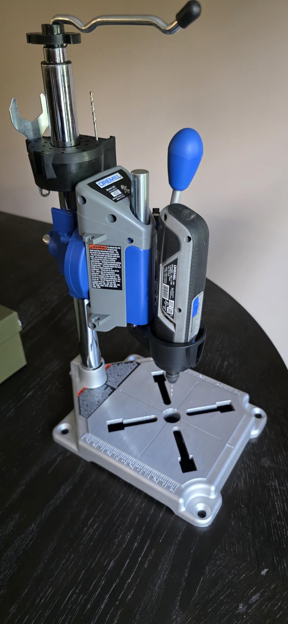 Dremel Drill Press Rotary Tool Workstation Stand with Wrench - Mini Portable Press & Tool Holder - 2 Inch Depth- Ideal for Drilling Perpendicular and Angled Holes - 220-01 - Customer Photo 1