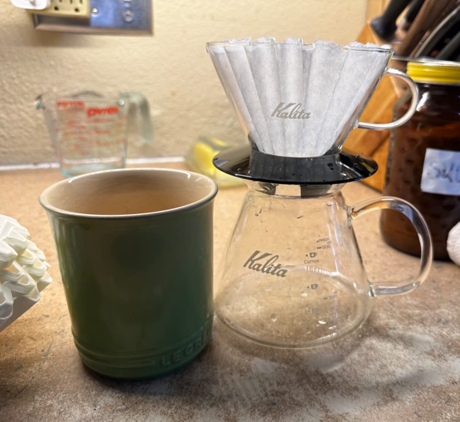 Kalita Wave Pour Over Coffee Dripper, Size 185​, Makes 16-26oz, Single Cup Maker, Heat-Resistant Glass, Patented & Portable,black - Customer Photo 2