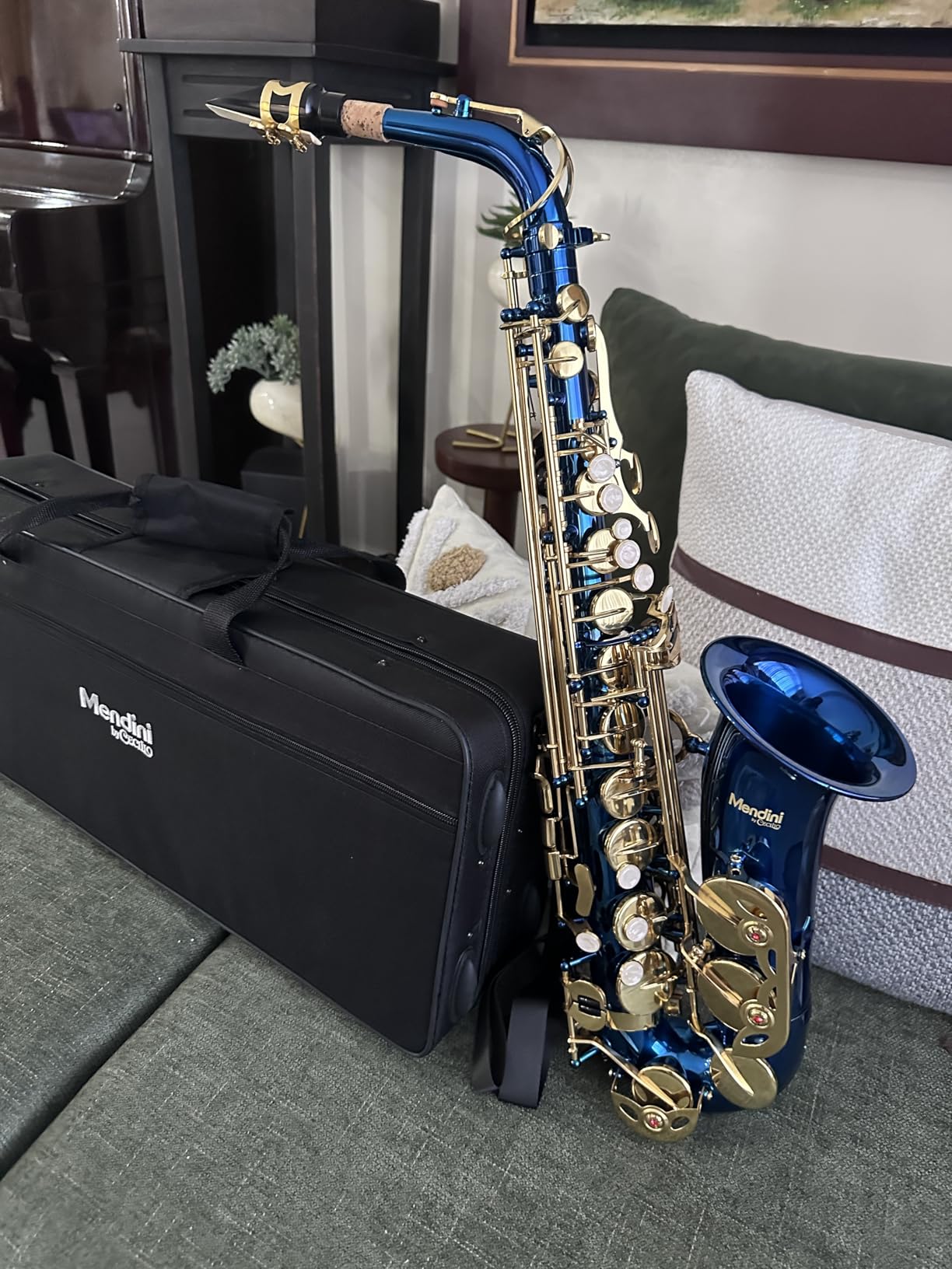 Mendini By Cecilio Alto Saxophone for Beginners, E Flat Tenor Saxophone for Students Musicians with Tuner, Mouthpiece, Case, 10 Reeds - Customer Photo 1