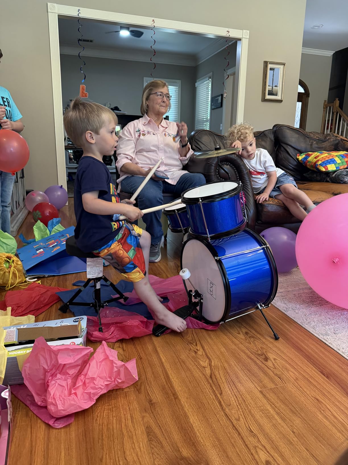 Best Choice Products 3-Piece Beginner Drum Set for Kids Juniors, w/Throne Stool, Cymbal, Drum Sticks, Bass Drum Pedal, 2 Toms - Blue - Customer Photo 2