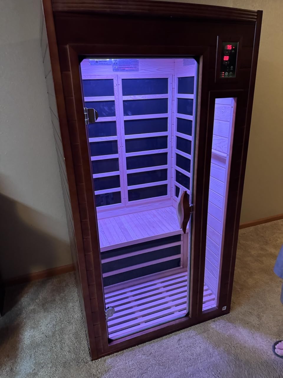 Dynamic Saunas Barcelona 1- to 2-Person Low EMF FAR Infrared Sauna with Red Light Therapy & Bluetooth Speakers | Personal Indoor Dry Heat Sauna for Home & Gym – Made from Canadian Hemlock - Customer Photo 2