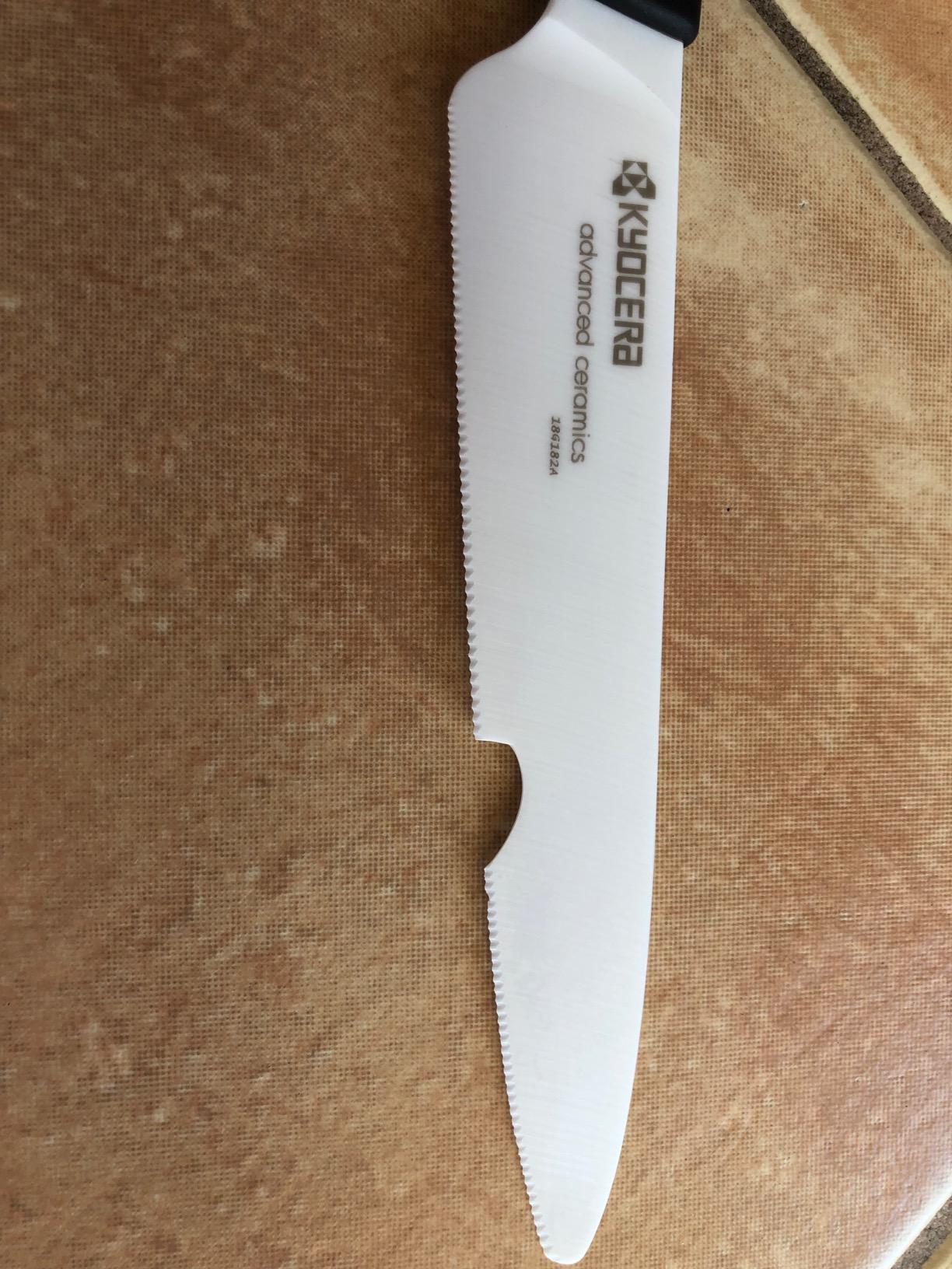 Kyocera Advanced Ceramics – Revolution Series 3-Piece Ceramic Knife Set: Includes 6-inch Chef's Knife; 5-inch Micro Serrated Knife; and 3-inch Paring Knife; Black Handles with White Blades - Customer Photo 1