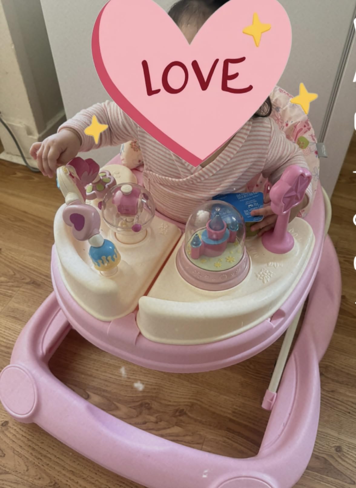 Disney Baby Walker with Wheels, Pink Baby Walkers and Activity Center for Infants - Customer Photo 2