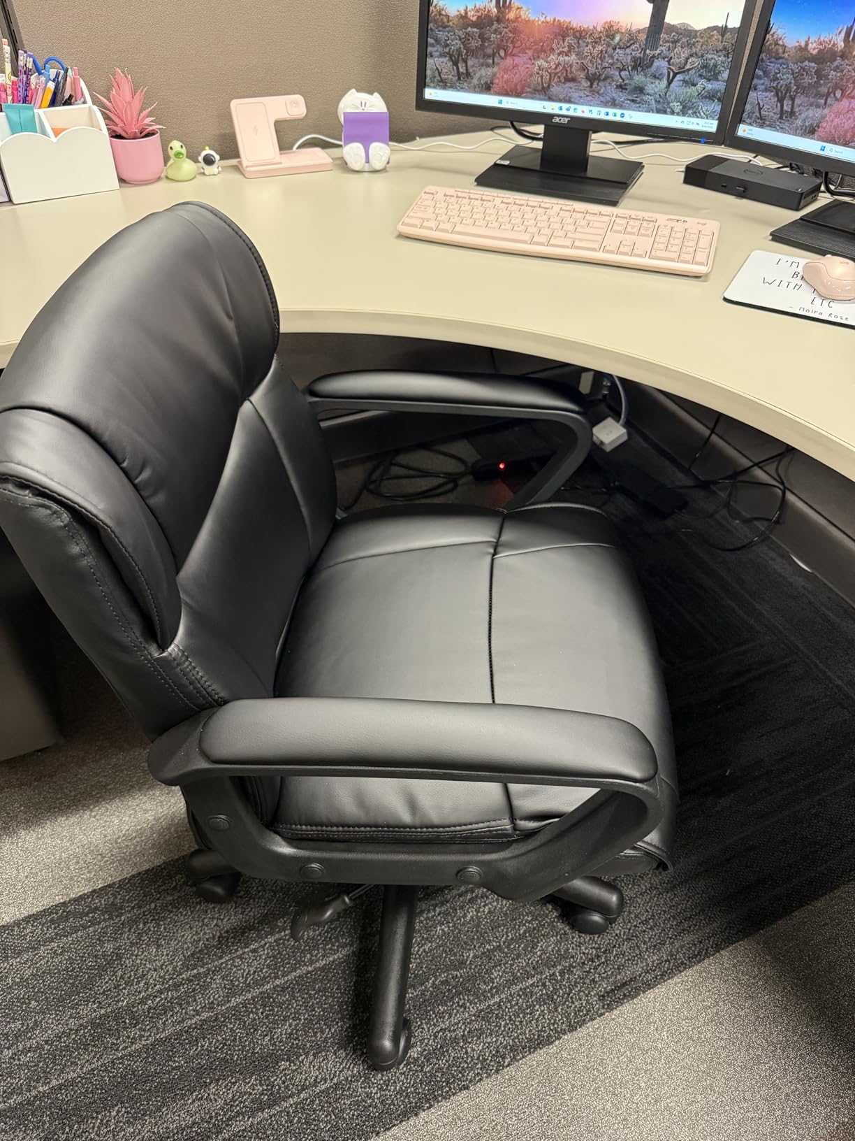 Amazon Basics Office Computer Task Desk Chair with Padded Armrests Mid-Back Adjustable - Customer Photo 1