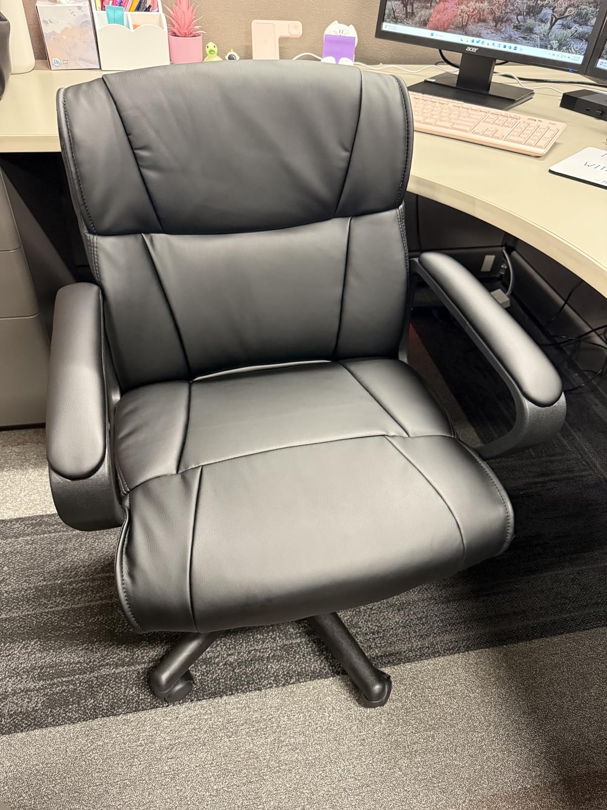 Amazon Basics Office Computer Task Desk Chair with Padded Armrests Mid-Back Adjustable - Customer Photo 2