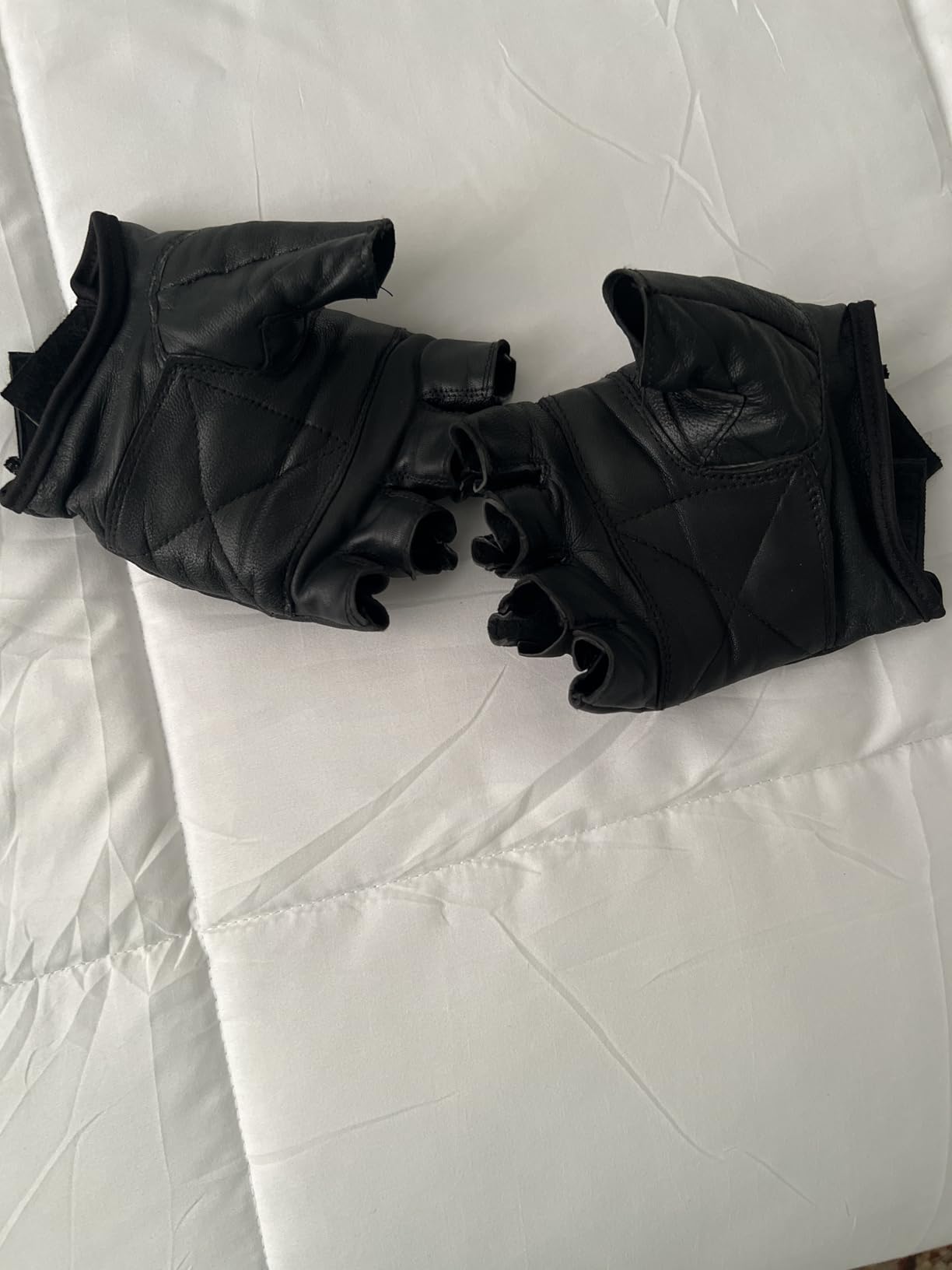 Milwaukee Leather SH216 Men's Black Leather Gel Padded Palm Fingerless Motorcycle Hand Gloves W/Breathable 'Open Knuckle' - Customer Photo 1