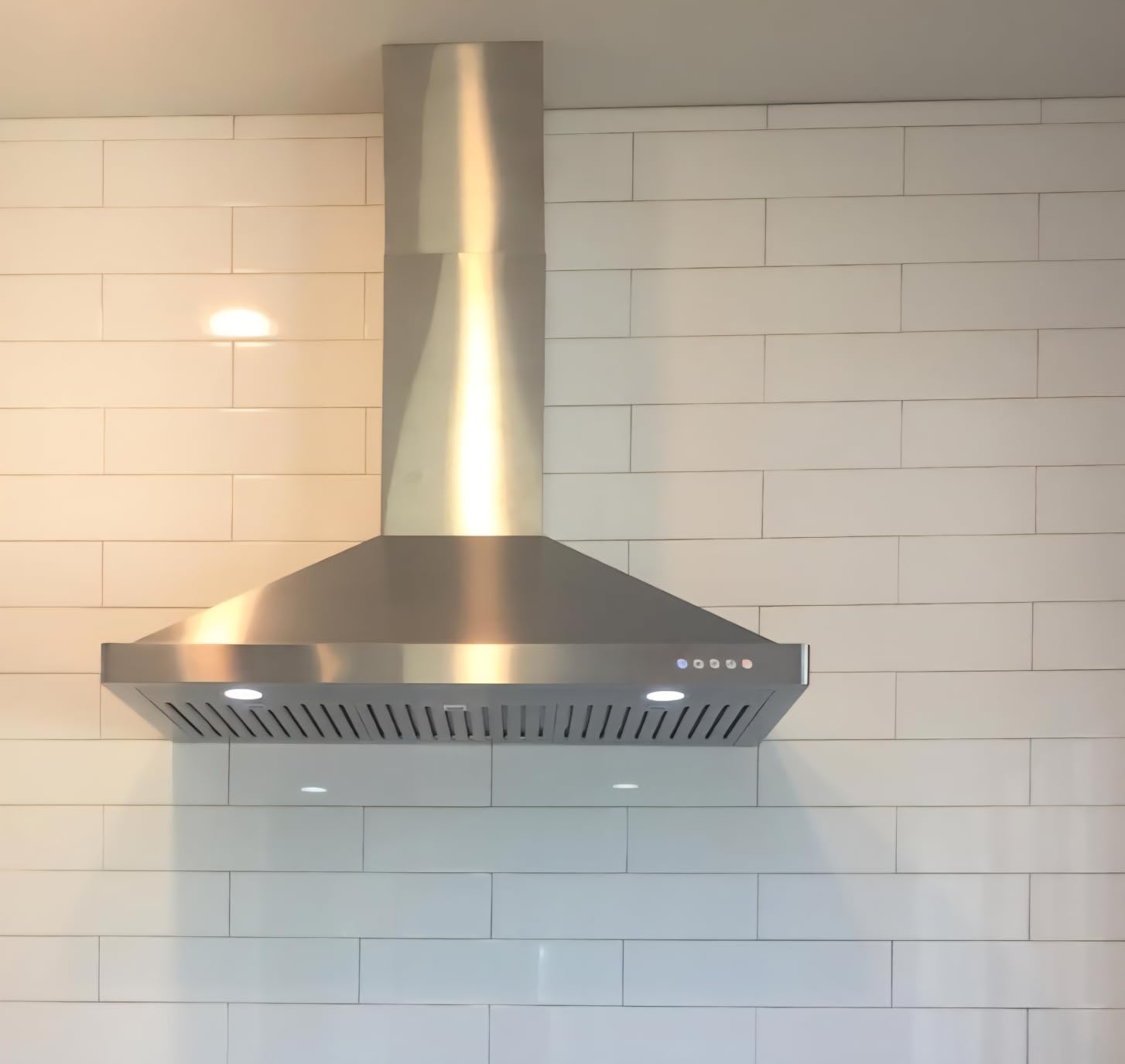 COSMO COS-63190 36 in. Vista Collection 380 CFM Ducted Wall Mount Range Hood, Button Controls, LED Lights, Stainless Steel Customer Review COSMO COS-63190 36 in. Vista Collection 380 CFM Ducted Wall Mount Range Hood, Button Controls, LED Lights, Stainless Steel - Customer Photo 2